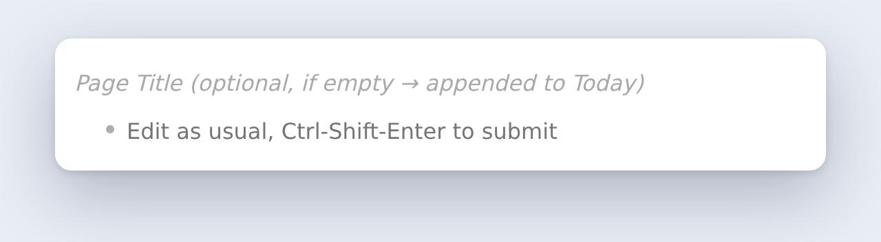 The global quick-capture window before typing, showing the optional page-title hint